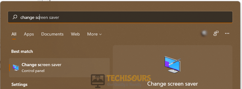 Selecting the "Change Screen Saver" option that shows up