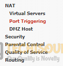 Selecting Port Forwarding options