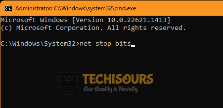 Executing the command to stop Windows Update to fix Error 0x80240009